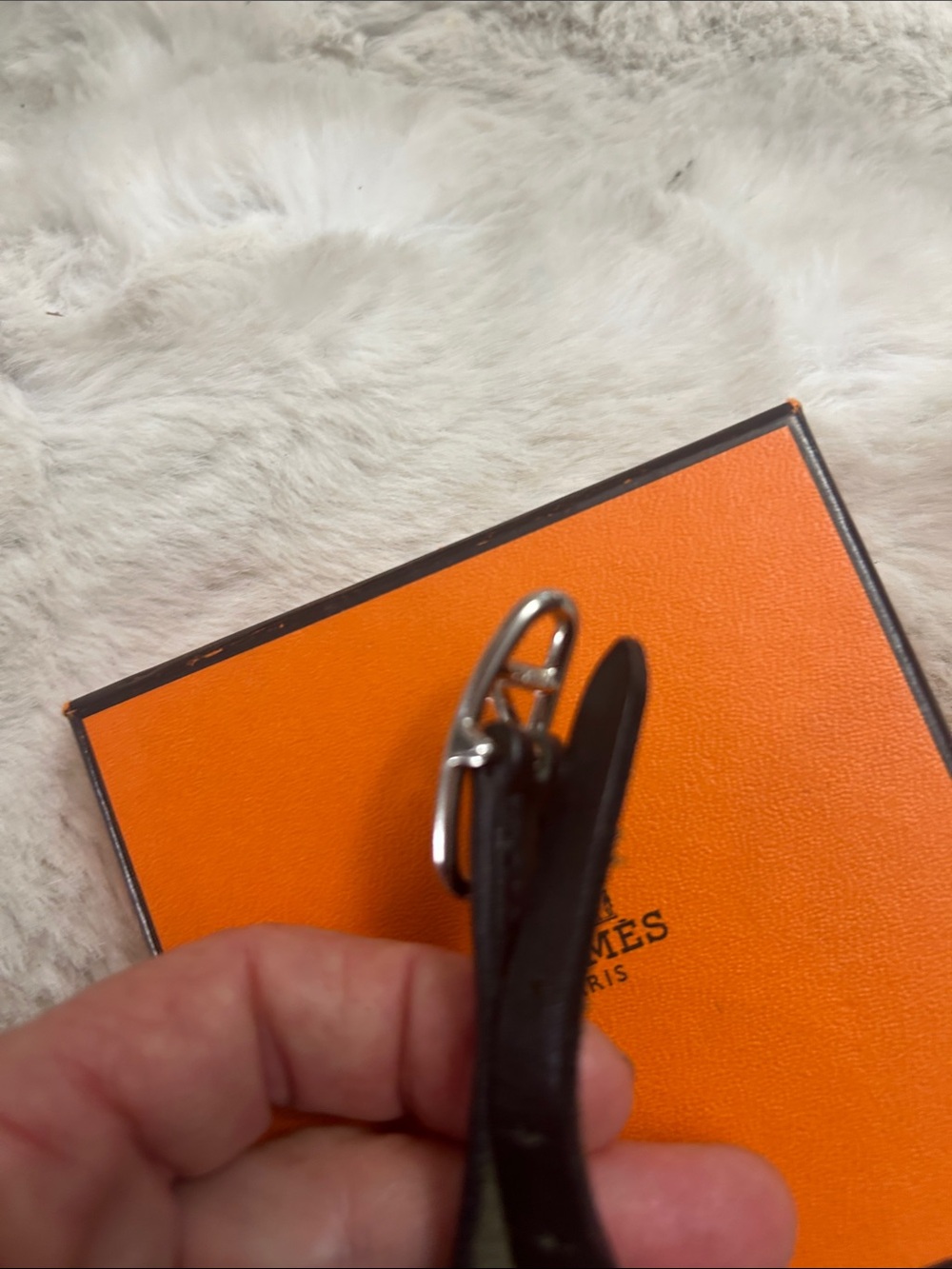 Hermes black leather wrap bracelet with silver hardware - Picture 7 of 11